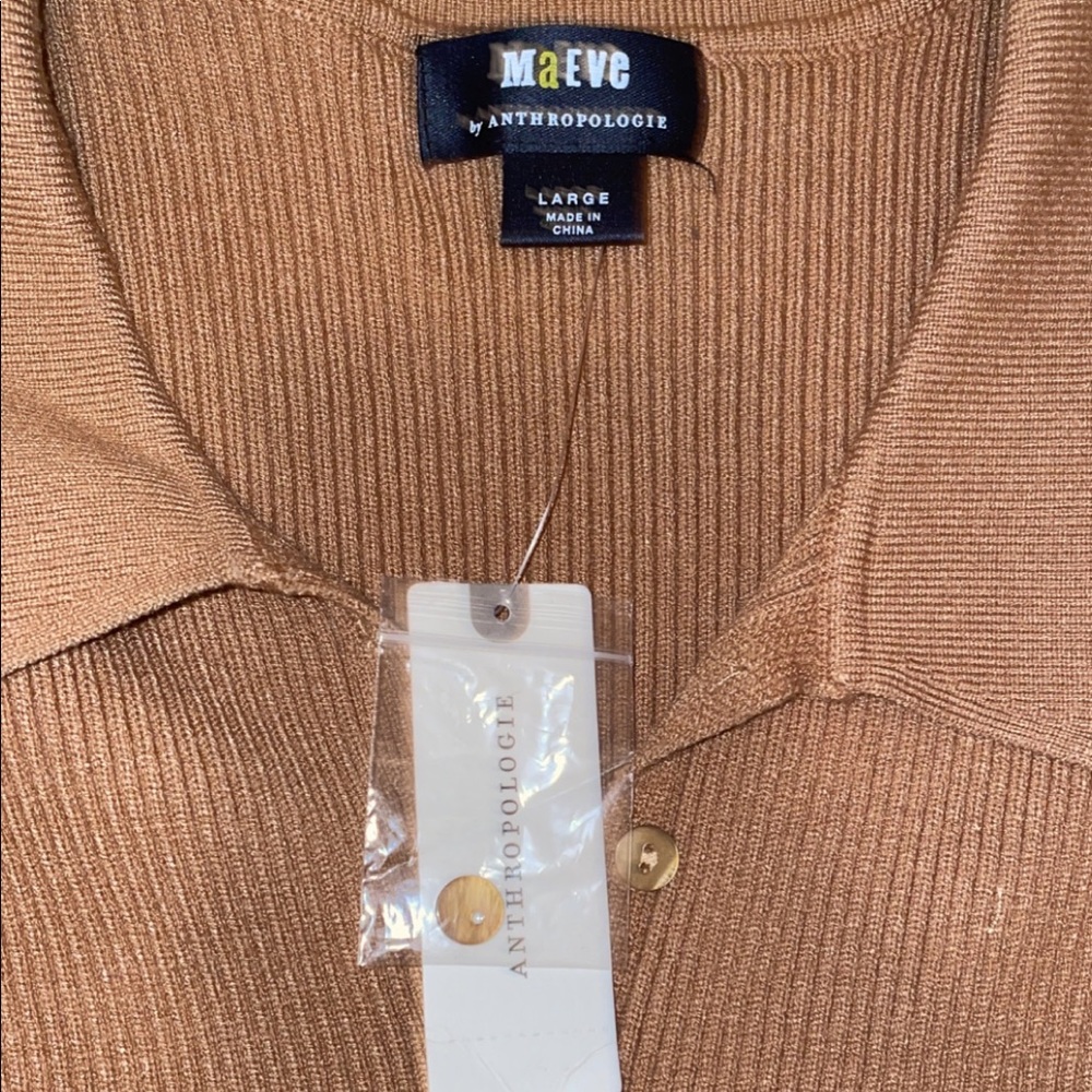 NWT Anthropologie Honey Mauve Ribbed Slim Cardigan - Picture 5 of 5